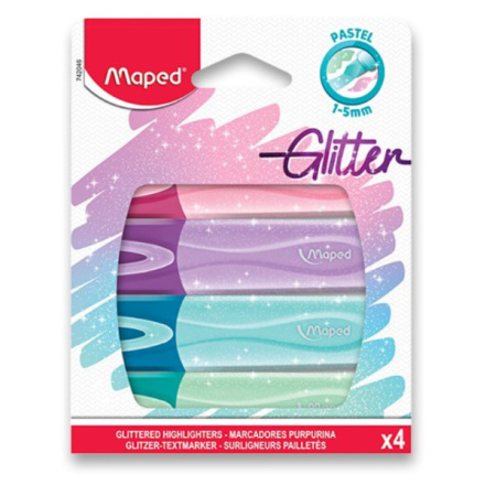 Zvýrazňovač Fluo Peps Classic Glitter souprava 4ks Maped