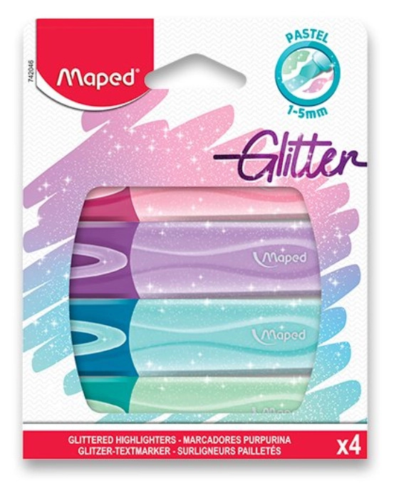 Zvýrazňovač Fluo Peps Classic Glitter souprava 4ks Maped
