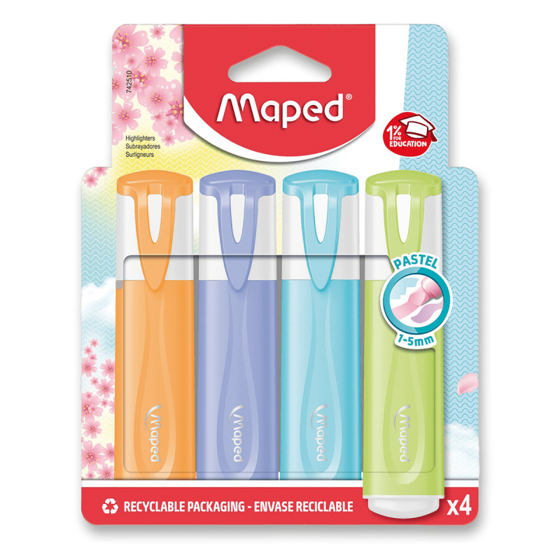 Zvýrazňovač Maped Fluo Peps Pastel sada 4 barev Maped