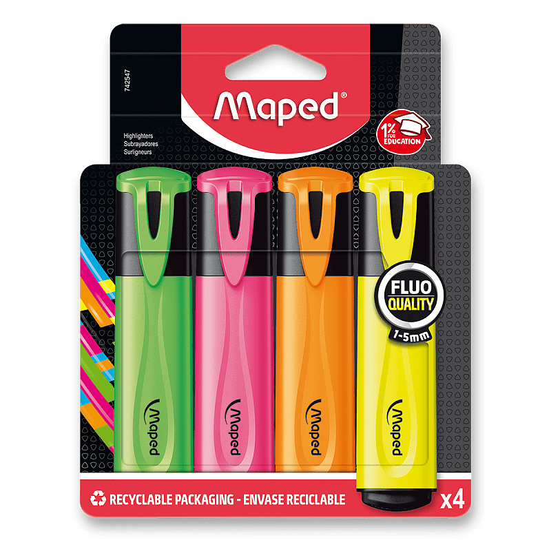 Zvýrazňovač Fluo Peps Classic souprava 4 ks Maped