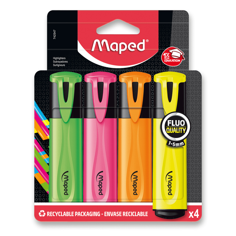 Zvýrazňovač Fluo Peps Classic souprava 4 ks Maped