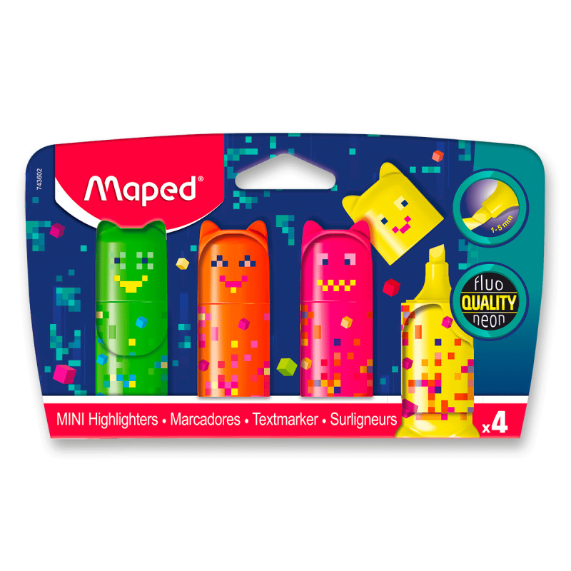 Zvýrazňovač Maped Pixel Party Mini sada 4 barev Maped
