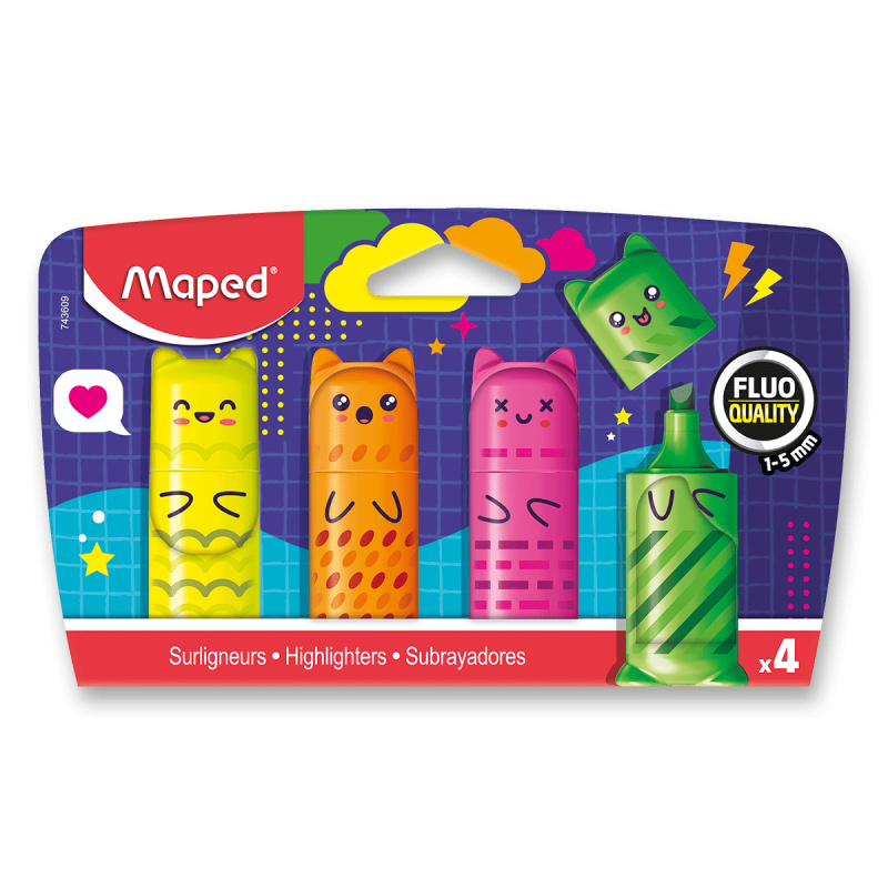 Zvýrazňovač Maped Mini Fluo Kawai - 4 ks Maped