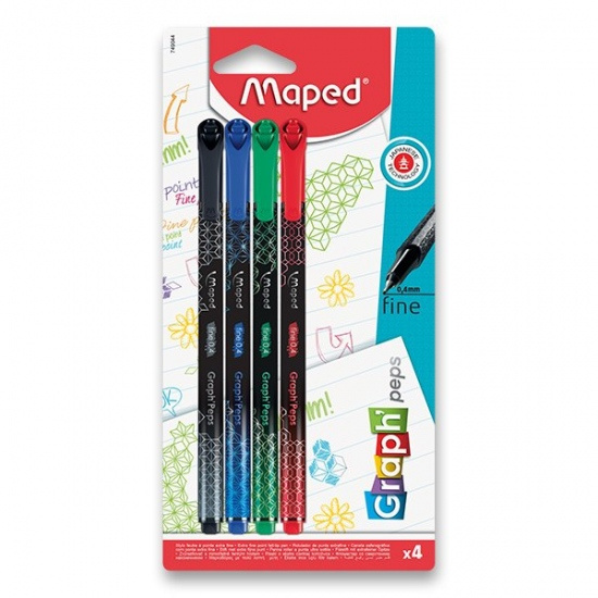 Maped Liner Graph´Peps Deco 4 ks, základní barvy 49044