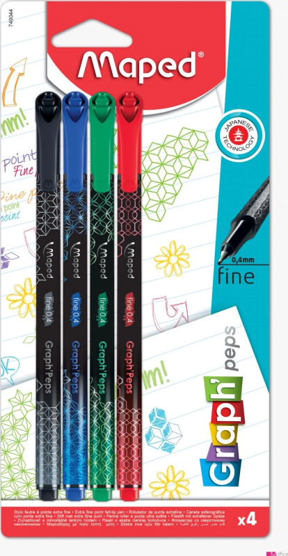 Maped Liner Graph´Peps Deco 4 ks, základní barvy 49044