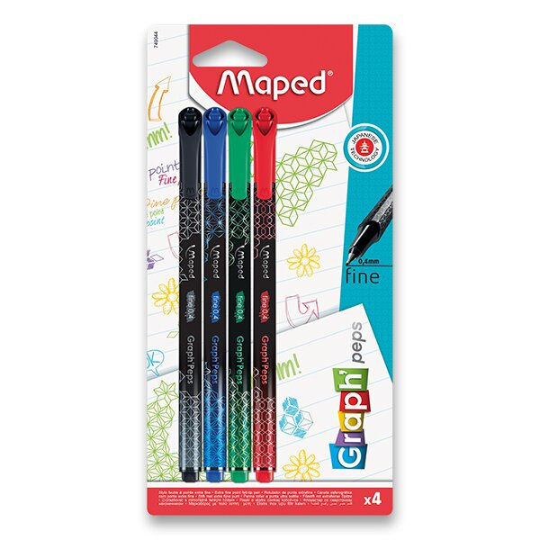 Maped Liner Graph´Peps Deco 4 ks, základní barvy 49044
