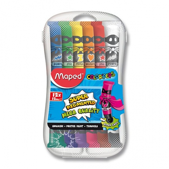 MAPED Temperové barvy 12x12ml v plastovém boxu