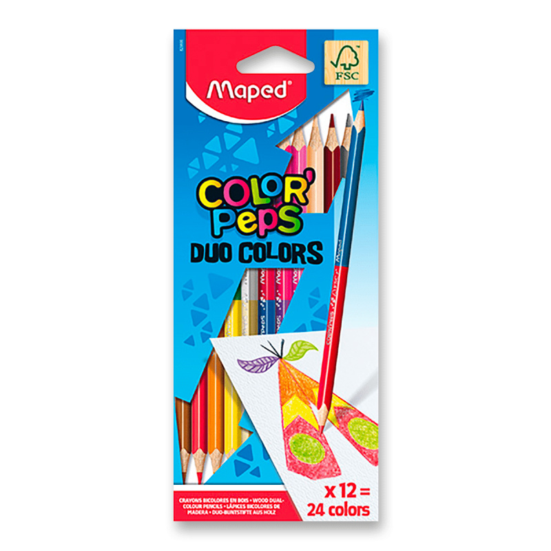 MAPED Pastelky trojboké DUO Color'Peps 12ks