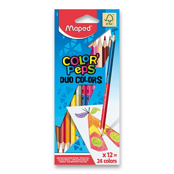 MAPED Pastelky trojboké DUO Color'Peps 12ks