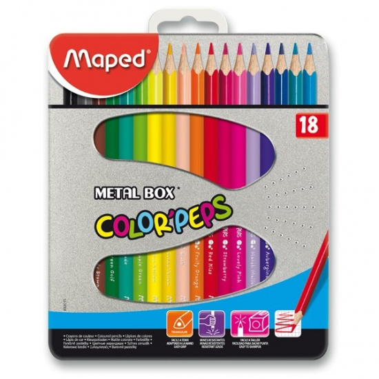 Pastelky Color Peps Metal Box 18 barev Maped