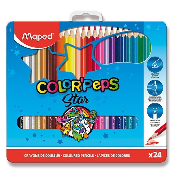 MAPED Pastelky trojhranné Color'Peps 24ks v plechové krabičce