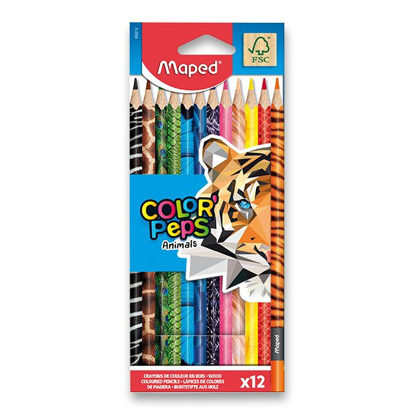 MAPED Pastelky trojboké Color'Peps Animals 12ks