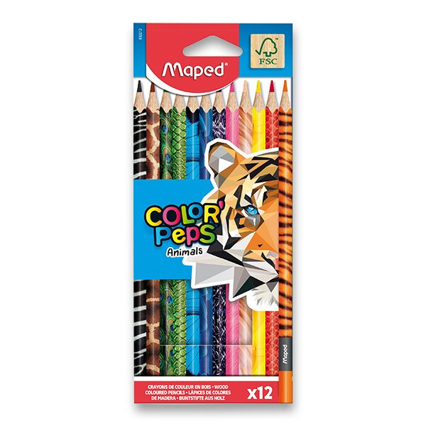 MAPED Pastelky trojboké Color'Peps Animals 12ks