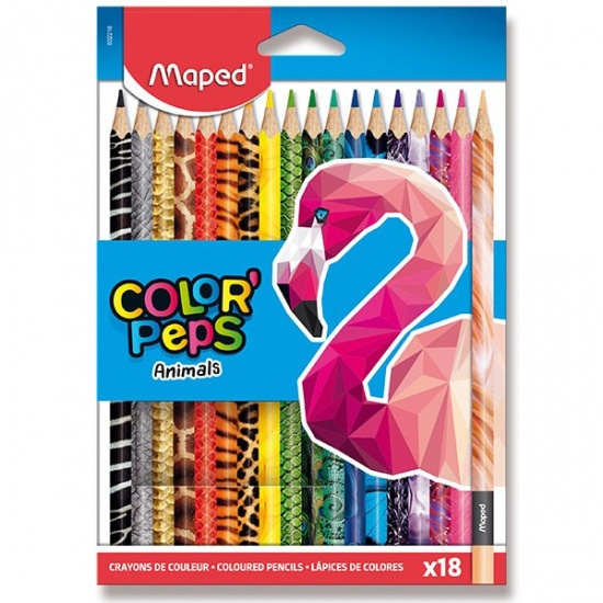 MAPED Pastelky trojboké Color'Peps Animals 18ks