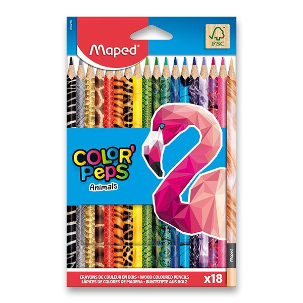 MAPED Pastelky trojboké Color'Peps Animals 18ks