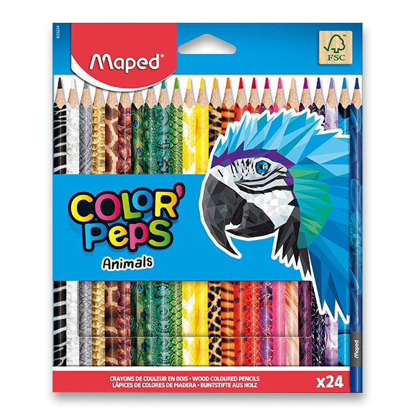 MAPED Pastelky trojboké Color'Peps Animals 24ks