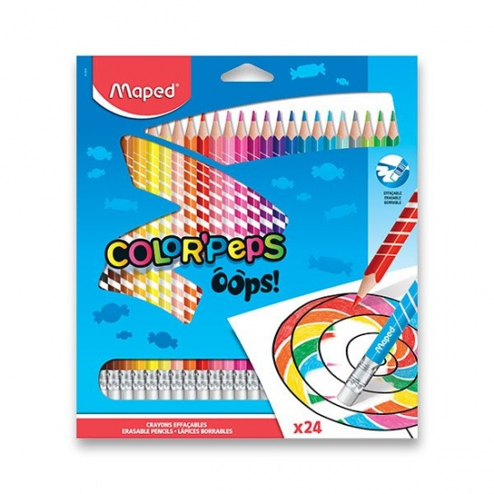 MAPED Pastelky trojboké Color'Peps Oops s pryží 24ks