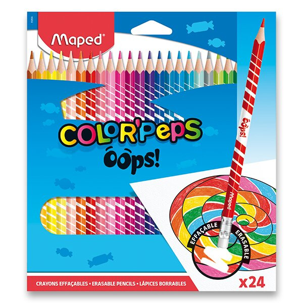 MAPED Pastelky trojboké Color'Peps Oops s pryží 24ks