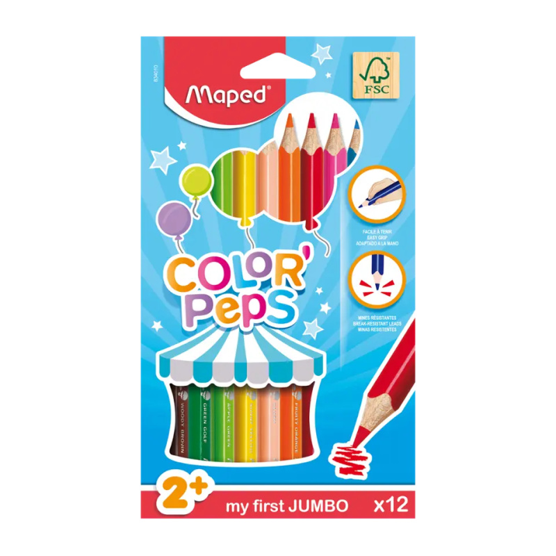 MAPED Pastelky trojboké Jumbo Color'Peps 12ks