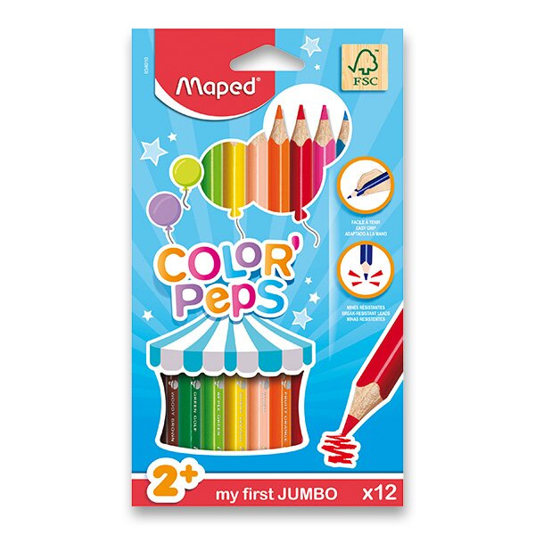 MAPED Pastelky trojboké Jumbo Color'Peps 12ks