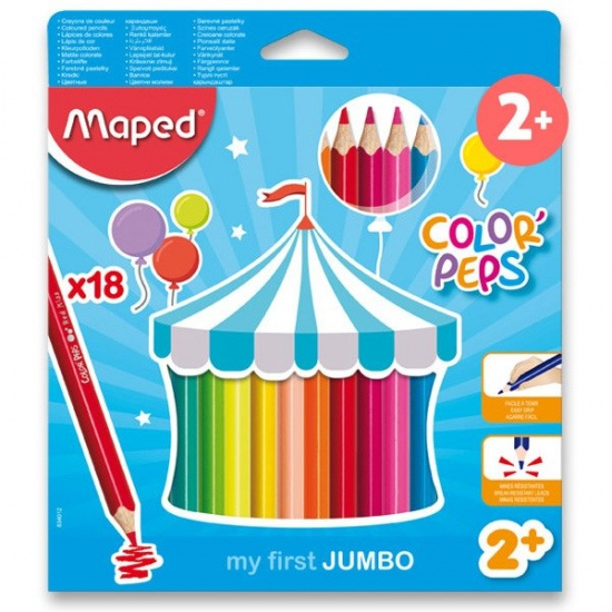 MAPED Pastelky trojboké Jumbo Color'Peps 18ks