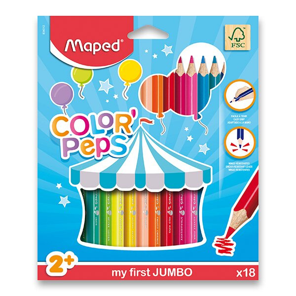 MAPED Pastelky trojboké Jumbo Color'Peps 18ks