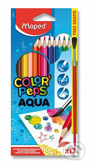Trojhranné pastelky Maped Aqua Color'Peps 12 ks se štětcem