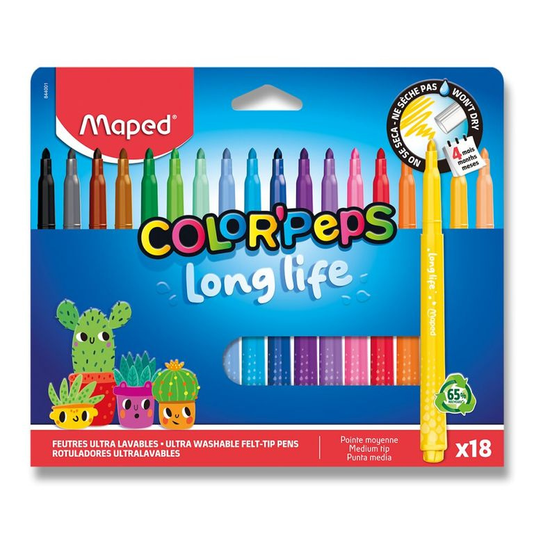 Maped Long Life 2.0 - dětské fixy - 18 barev