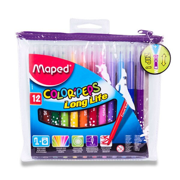 Fixy Color Peps Long Life pouzdro na zip 12 barev Maped