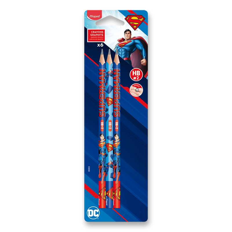 Grafitová tužka Maped Superman - 6 ks, HB, blistr