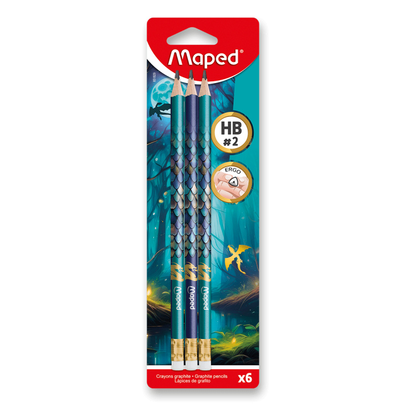 Grafitová tužka Maped Dragon - 6 ks, tvrdost HB, blistr Maped