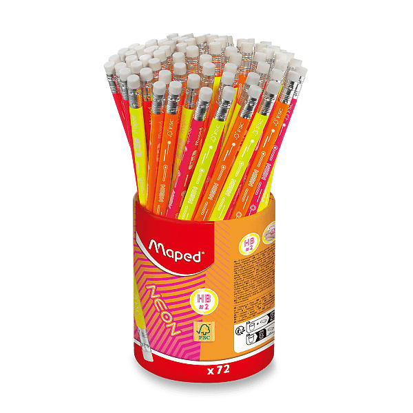 Grafitová tužka MAPED Neon HB s pryží, 1 ks - mix barev