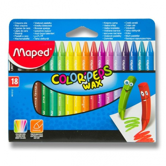 MAPED Trojhranné voskové pastelky Wax 18ks