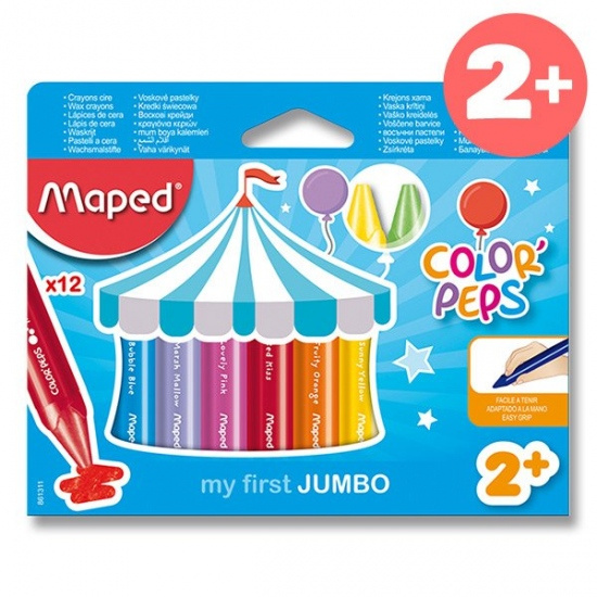 MAPED Trojhranné voskové pastelky Wax Early Age Jumbo 12ks