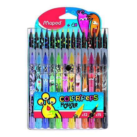 Výtvarná sada Color Peps Monster 12 barev fixy+15 barev pastelky Maped