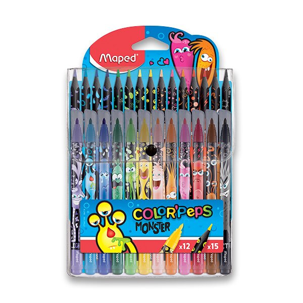 Výtvarná sada Color Peps Monster 12 barev fixy+15 barev pastelky Maped