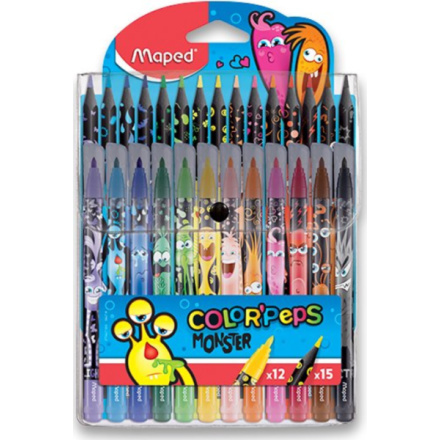 Výtvarná sada Color Peps Monster 12 barev fixy+15 barev pastelky Maped