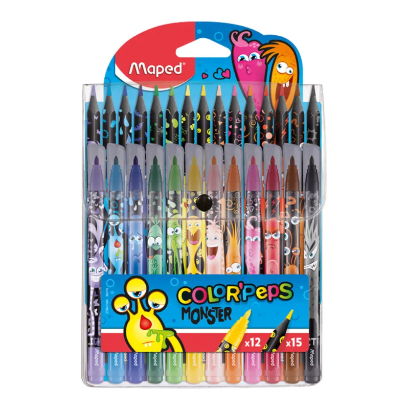 Výtvarná sada Color Peps Monster 12 barev fixy+15 barev pastelky Maped