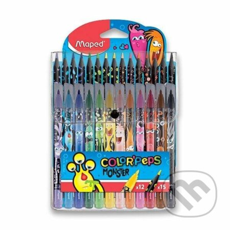 Výtvarná sada Color Peps Monster 12 barev fixy+15 barev pastelky Maped