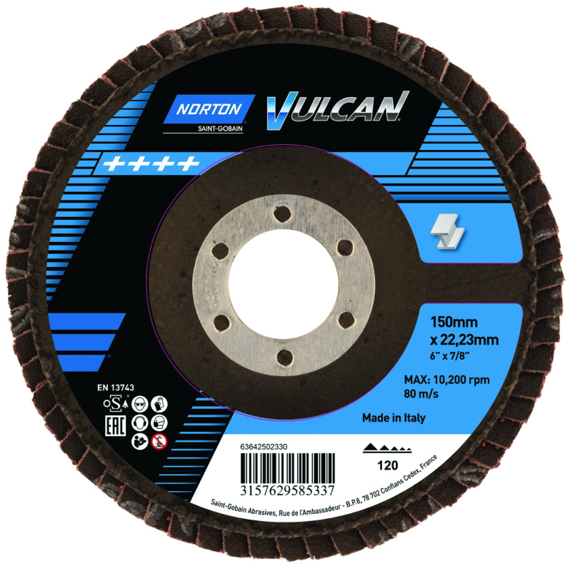 Kotouč brusný lamelový Norton Vulcan R842 150×22,23 mm 120