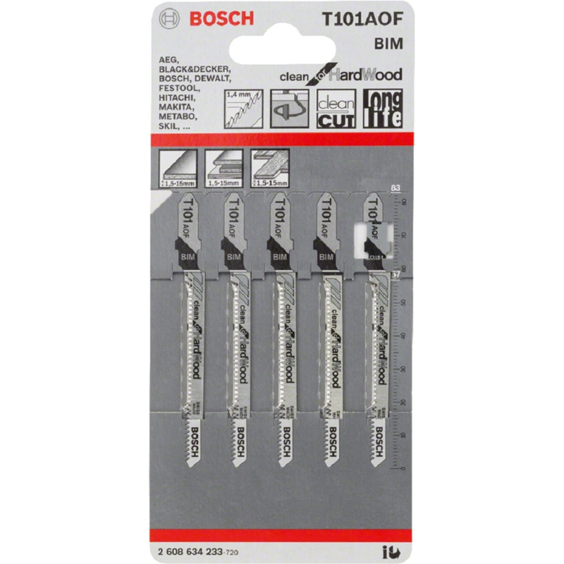 Bosch Pilový plátek do kmitací pily T 101 AOF Speed for Hard Wood, 5 ks