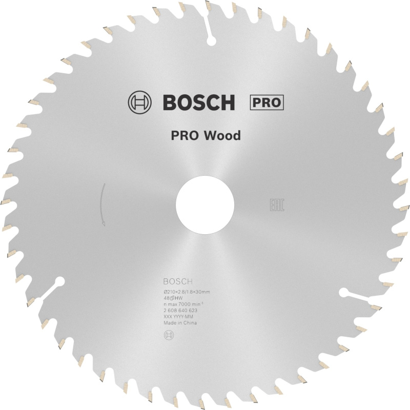 Bosch Pilový kotouč PRO Wood pro okružní pilu pr. 210 x 30mm, 2,8/1,8mm (48zubů)