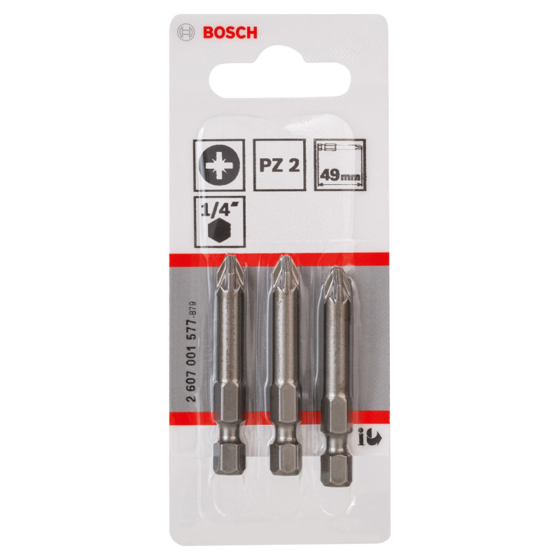 Bosch Šroubovací nástavec Extra Hard PZ2, 49 mm, 3 ks