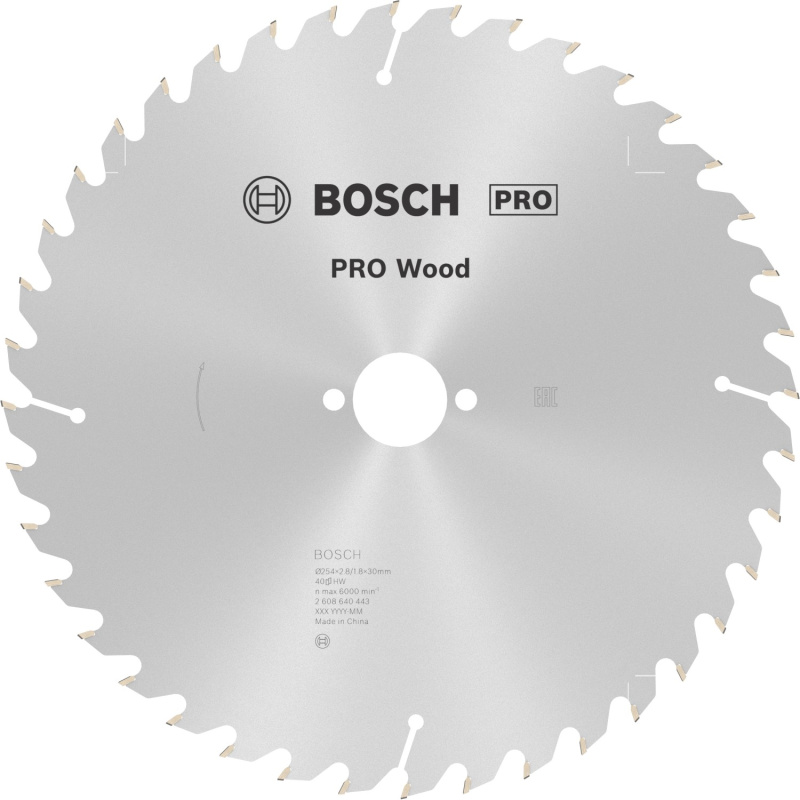 Bosch Pilový kotouč PRO Wood pro okružní pilu pr. 254 x 30mm, 2,8/1,8mm (40zubů)
