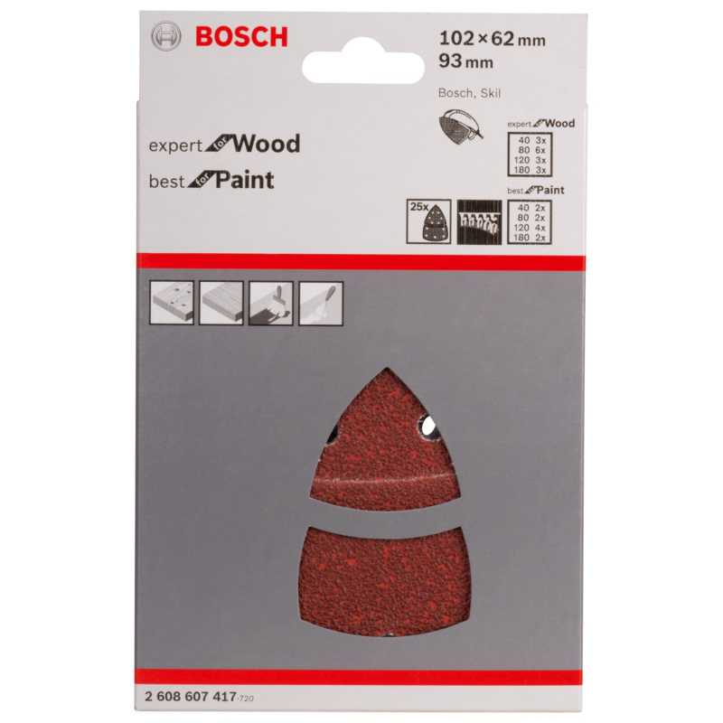 Bosch Papír brusný mix sada 25 ks, 102 x 62 mm