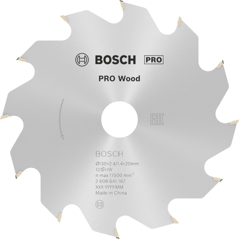 Bosch Pilový kotouč PRO Wood pro okružní pilu pr. 130 x 20mm, 2,4/1,4mm (12zubů)