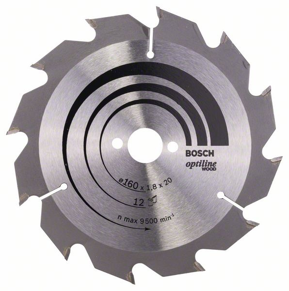 Kotouč pilový Bosch Optiline Wood 160×20/16×1,8 mm 12 z.