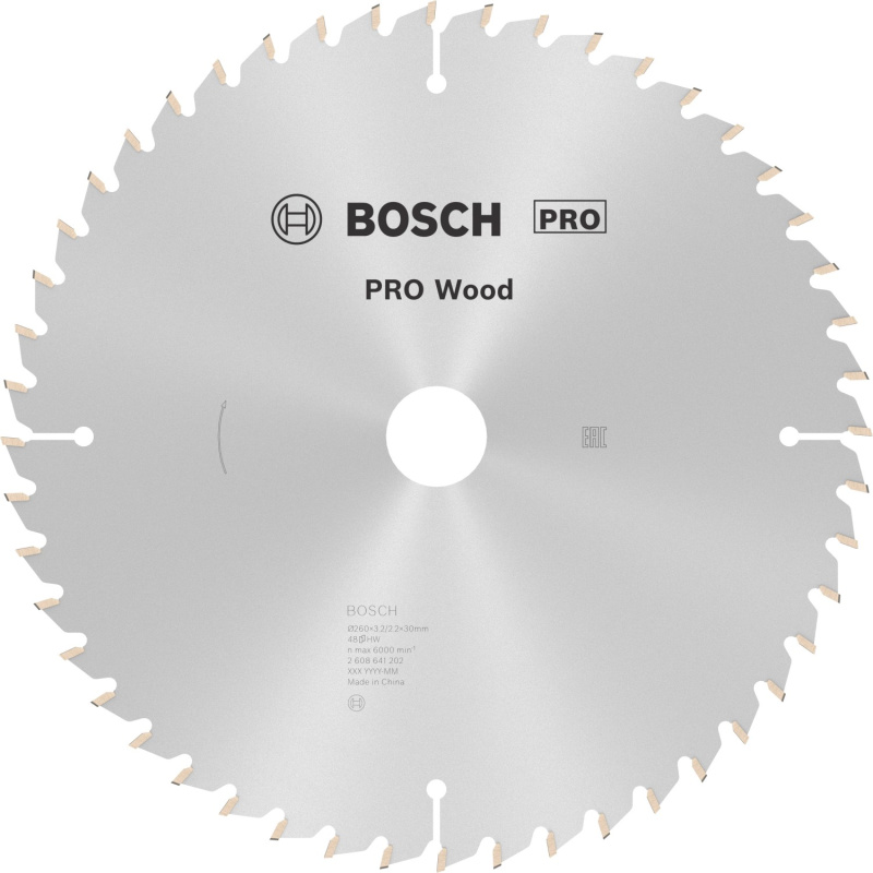 Bosch Pilový kotouč PRO Wood pro okružní pilu pr. 260 x 30mm, 3,2/2,2mm (48zubů)