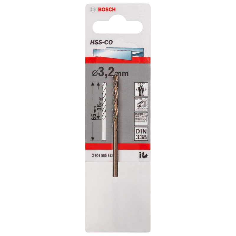 Bosch Kobaltový spirálový vrták HSS pr. 3,2 x 36/65 mm