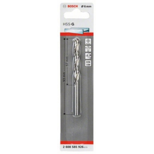 Bosch Vrták do kovu Pro HSS-G DIN 338 6 mm x 57 mm x 93 mm